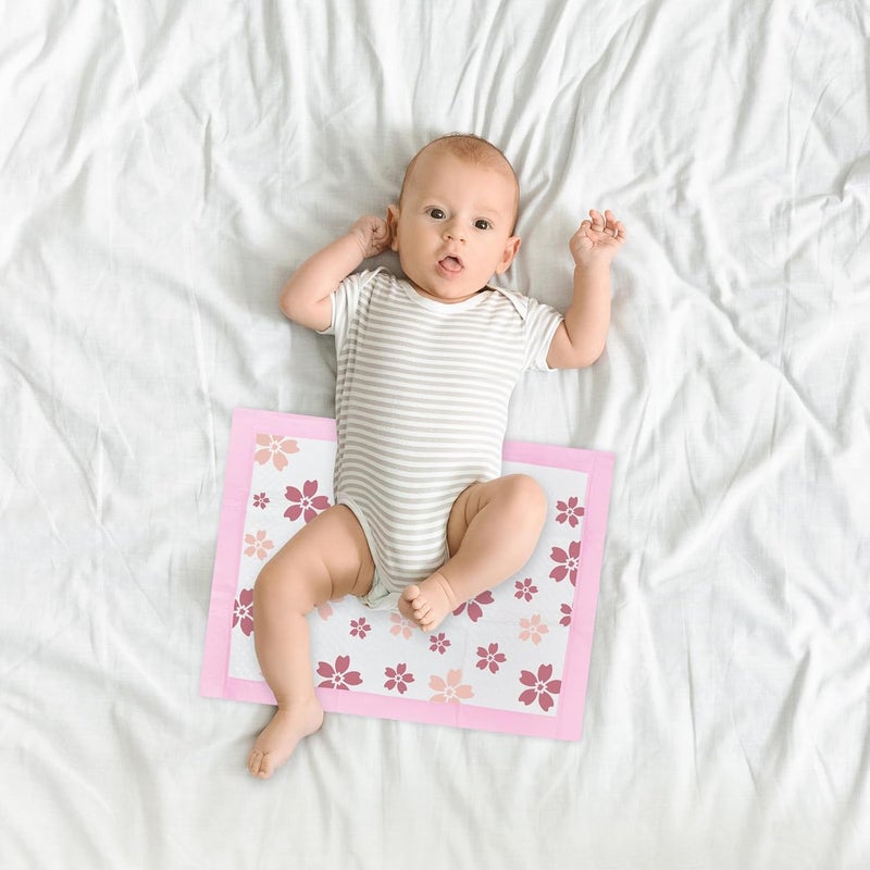 FORYEE Disposable Changing Pad Liners for Baby 17 x 13 Inches (50 Pack) Absorbent Waterproof Underpads Incontinence Care Soft Non-Woven Fabric Breathable Changing Pad (Cherry Blossom) - Image 2